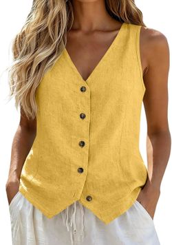 Linen Vest Top for Women, size L