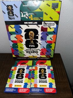 Panini FIFA World Cup soccer lot 18 packets 126 stickers plus album