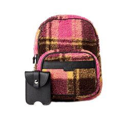 Women's Hands-Free Convertible Backpack Pink Plaid