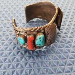 Designer Jason B Navajo silver and turquoise mens or women's watch bracelet