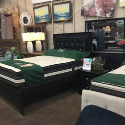 Queen Bedframe, Nightstand,mirror, Dresser 