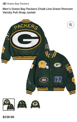 Men's Green Bay Packers Chalk Line Green Pennant Varsity Full-Snap Jacket