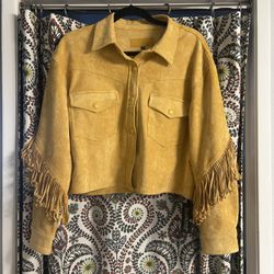 Free People (Blank NYC) Fringe Jacket, M