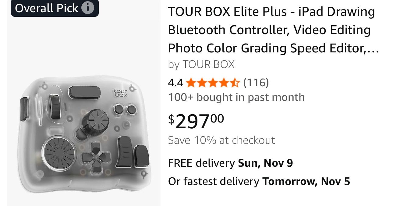 TOUR BOX Elite Plus - iPad Drawing Bluetooth Controller