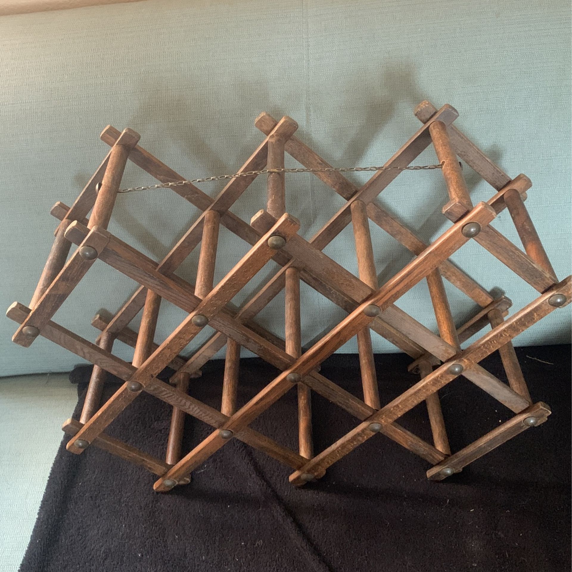 Vintage Wooden Stow Away Wine Rack Foldable