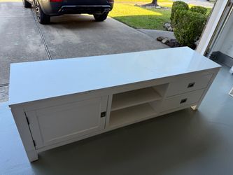 White TV Stand / Media Console with Drawers