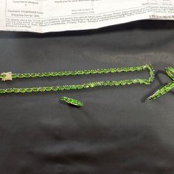 Beautiful Sterling Silver Emerald Set