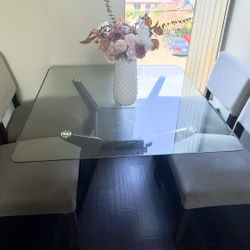 Glass Dining Table with 4 Chairs