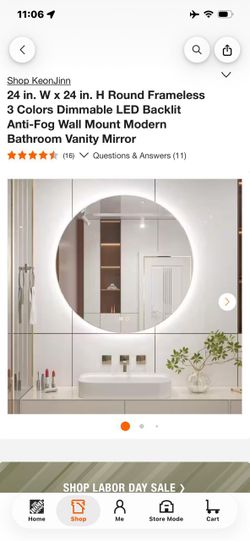 KeonJinn 24in Round LED Backlit Bathroom Vanity Mirror