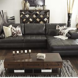 Brand New Charcoal Color Faux Leather Sectional 