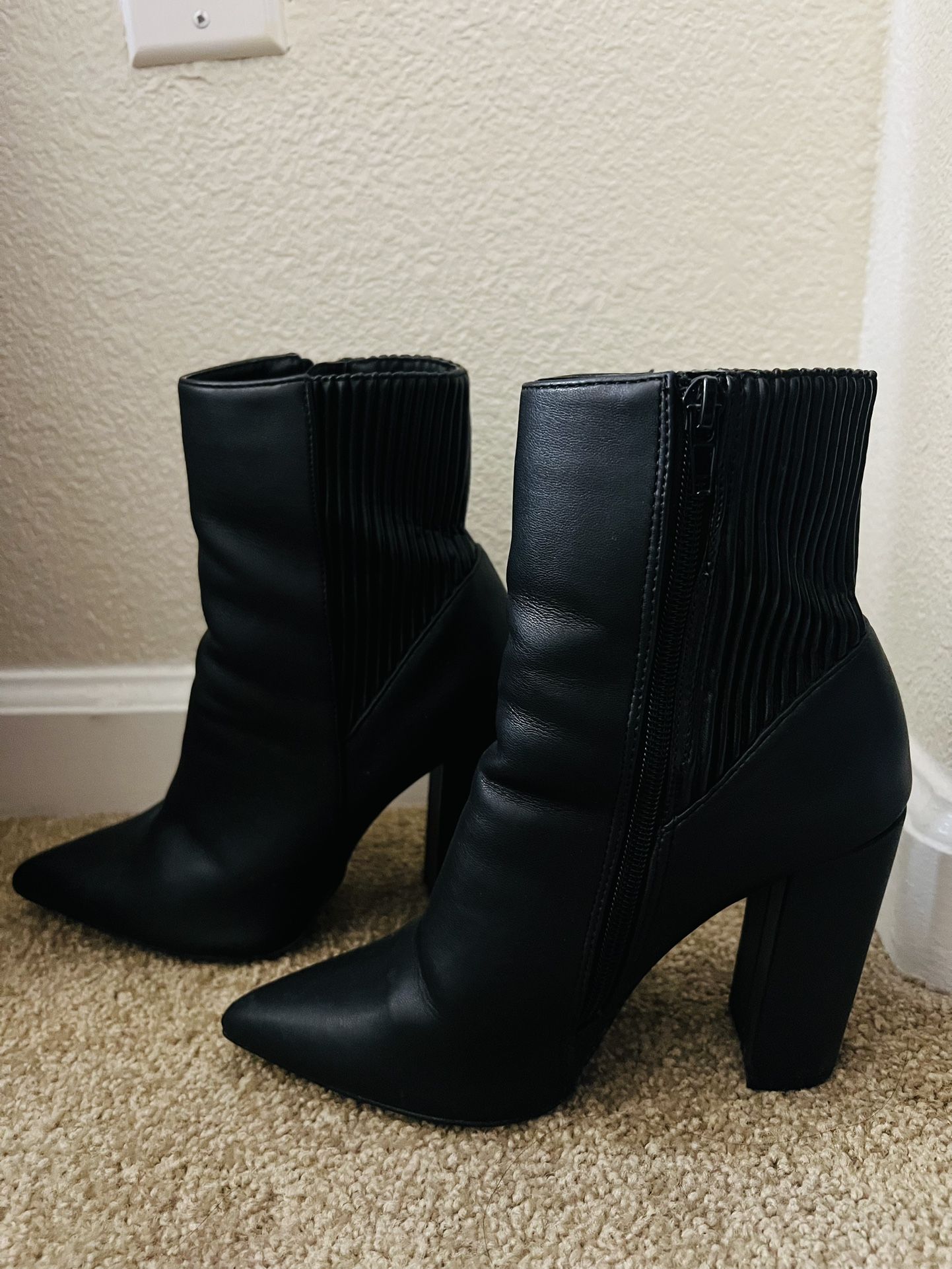 Black Leather Booties