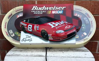 Vintage Nascar Budweiser action  Dale Earnhardt Jr sign