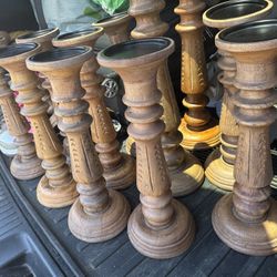 18 Wooden Candle Holders 