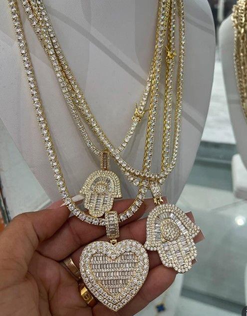 Tennis Chain 4mm With Pendant 14k Gold Plated