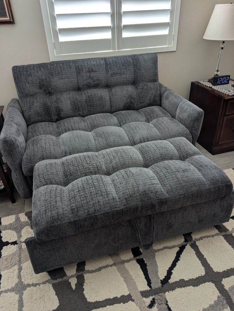 Sofa Futon (grey) with Pullout Sleeper - like new!