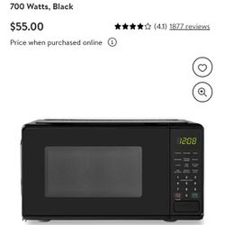 Mainstays 0.7 cu. ft. Countertop Microwave Oven, 700 Watts, Black, New