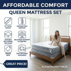 Queen mattress regular set with box spring ( 2pc brand new) 