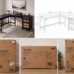 L Shape Desk 60x60 Corner Desk w/ Drawers New