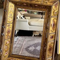Large Antique WS Italy Colonial Eglomise Giltwood Mirrors