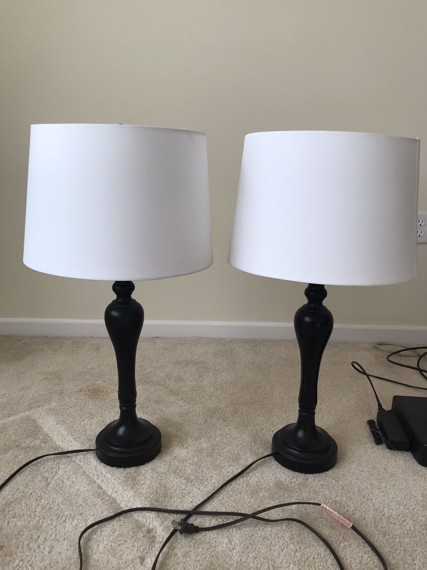 Two espresso table lamps