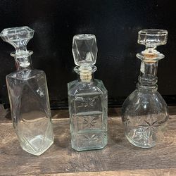 🥃3 pcs Vintage whiskey Glass Bottle🥃