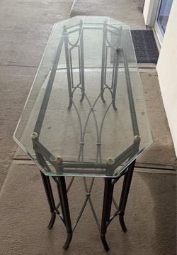 Used Glass table Great Condition Dimensions L-52 inchesH-30 inches W- 20 inches. Asking for $120  Pick up only Elizabeth Nj