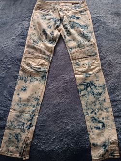 Men's Rock Star Acid Wash Tie Dye Stretch Blue Skinny Jean's 