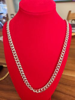 Silver Cuban Link Chain Necklace
