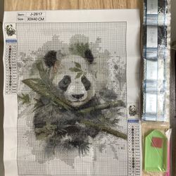 5D Bamboo Panda Bear Diamond Art Painting 12”x16”, Item J-2617