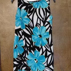 Dress AB Studio brand size 8, black, white and turquoise