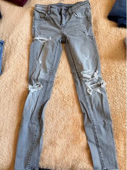 American Eagle Gray Ripped Jeans