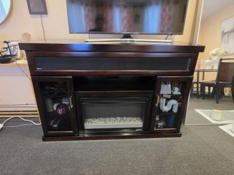 TV Console with Electric Fireplace Heater & Bluetooth Speaker
