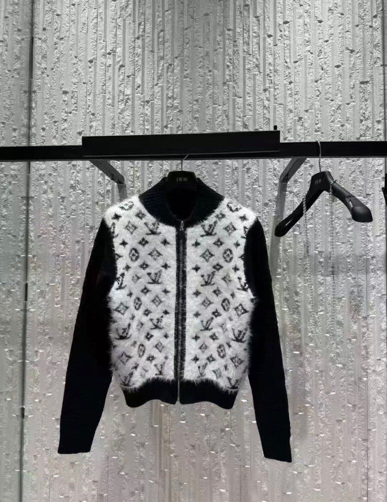 Jacquard patchwork knit cardigan! M