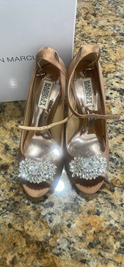 Size 6 Badgley Mischka Satin Crystal Embellished Heels