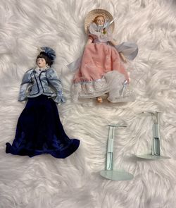 Vintage AVON Fashion of American Times Porcelain Dolls - set of two - 1987 & 1988