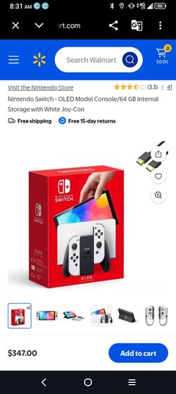Nintendo Switch- OLED Model Console 64 GB Internal Storage With White Joy Con