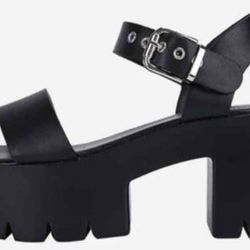 Faux Leather Chunky Platform Sandals