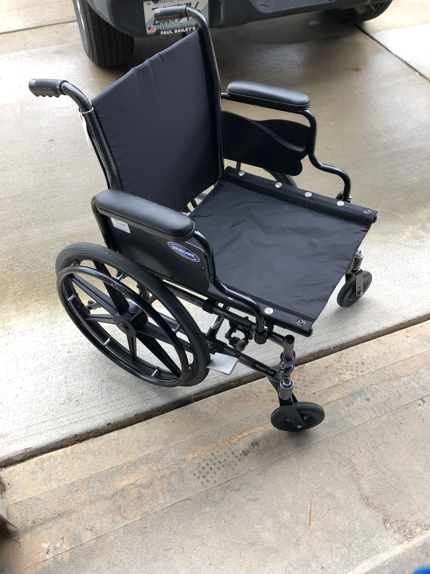 Invacare wheelchair with extra pad and leg supports