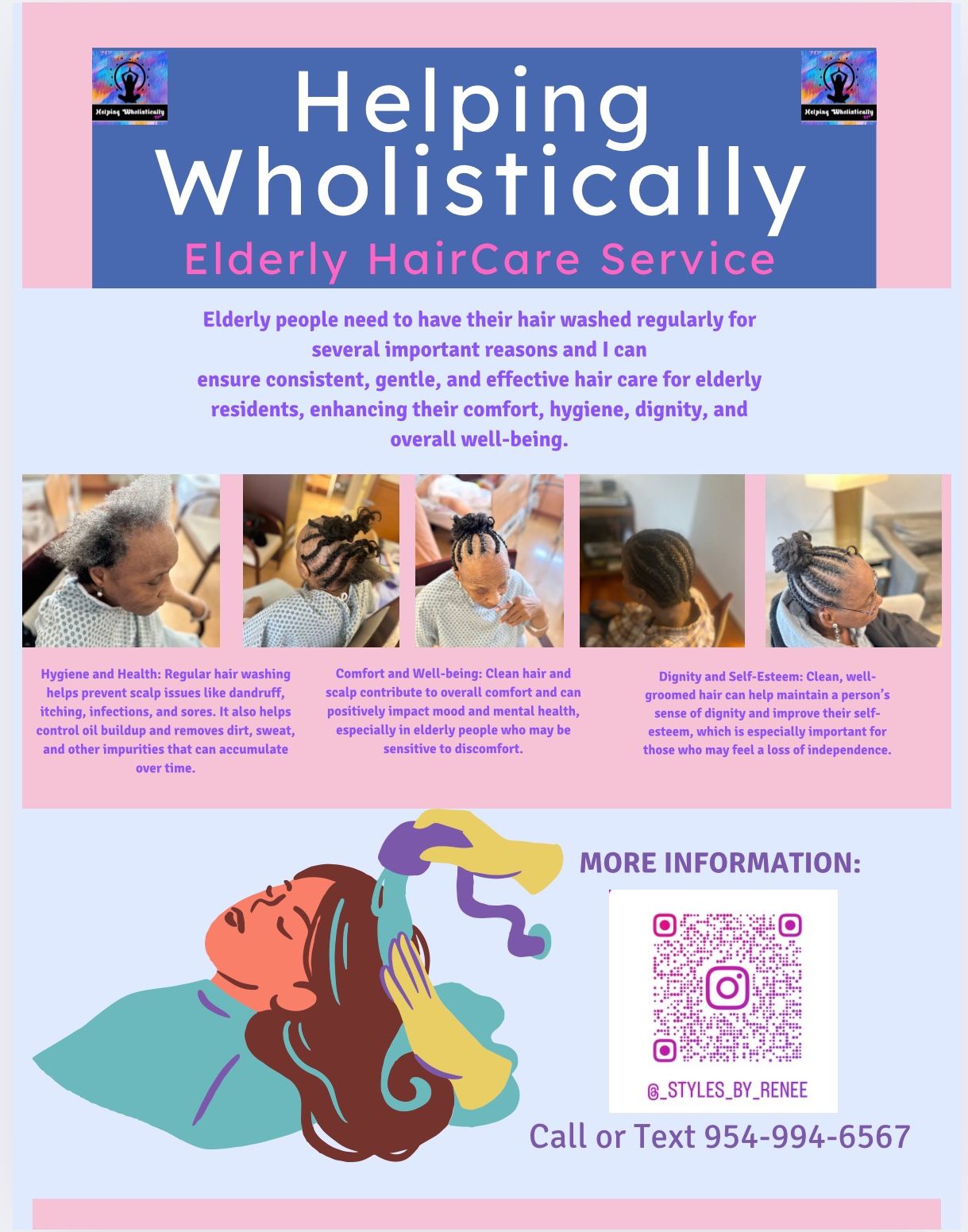 Elderly Hair Washing And Braiding