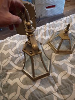 Brass Lantern Style Outdoor Wall Sconces – Set of 2