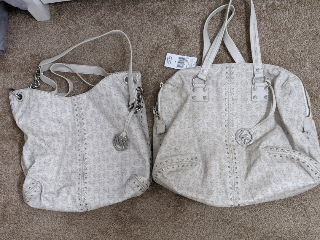 New With Tags Michael Kors Weekender Luggage Set Purse Leather Handbag Tote 2pc