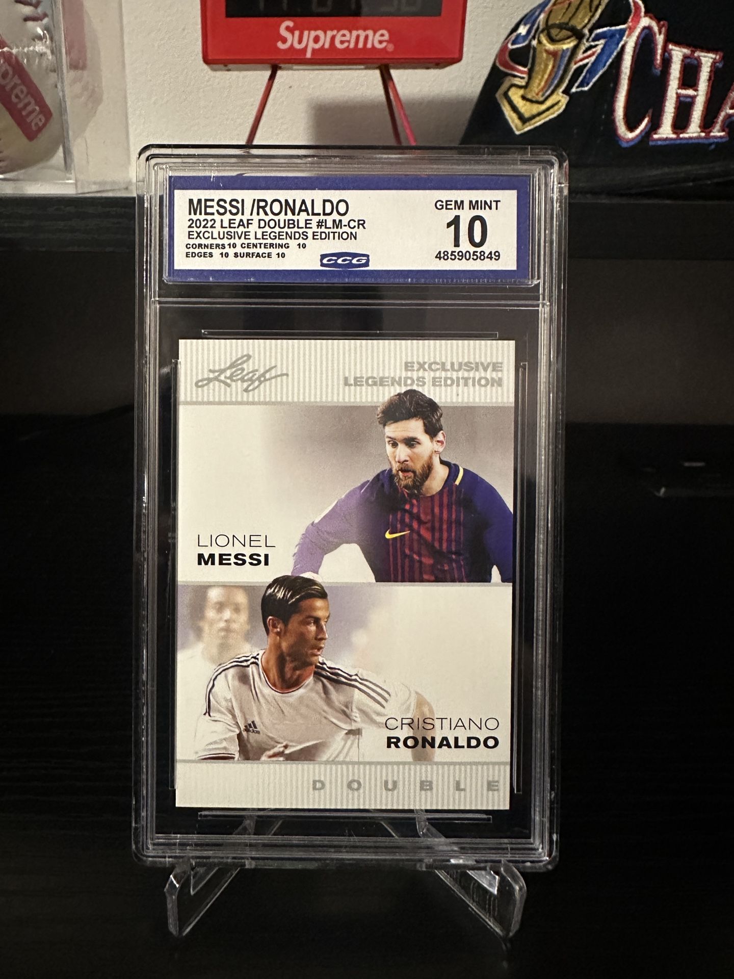Messi Ronaldo 2023 Leaf Double Exclusive Legends Edition