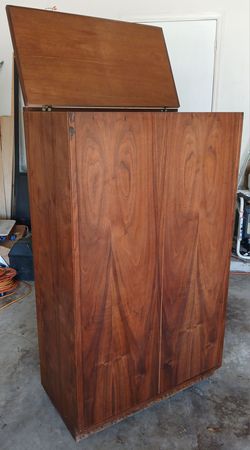 Mid Century Rosewood Walnut Flip Top Storage Cabinet *300.00 Firm* for Blueprints Charts Posters 53.5"H x 31"W x 18"D