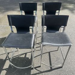 4 Kasala Leather/chrome Bar Stools