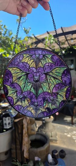 Halloween bats stained glass decor 🎃