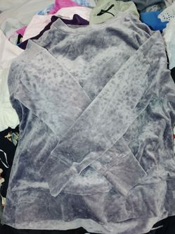 Gray Velour Long Sleeve Sweatshirt