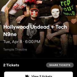 Tech N9ne & Hollywood Undead Tickets $260 For Pair 