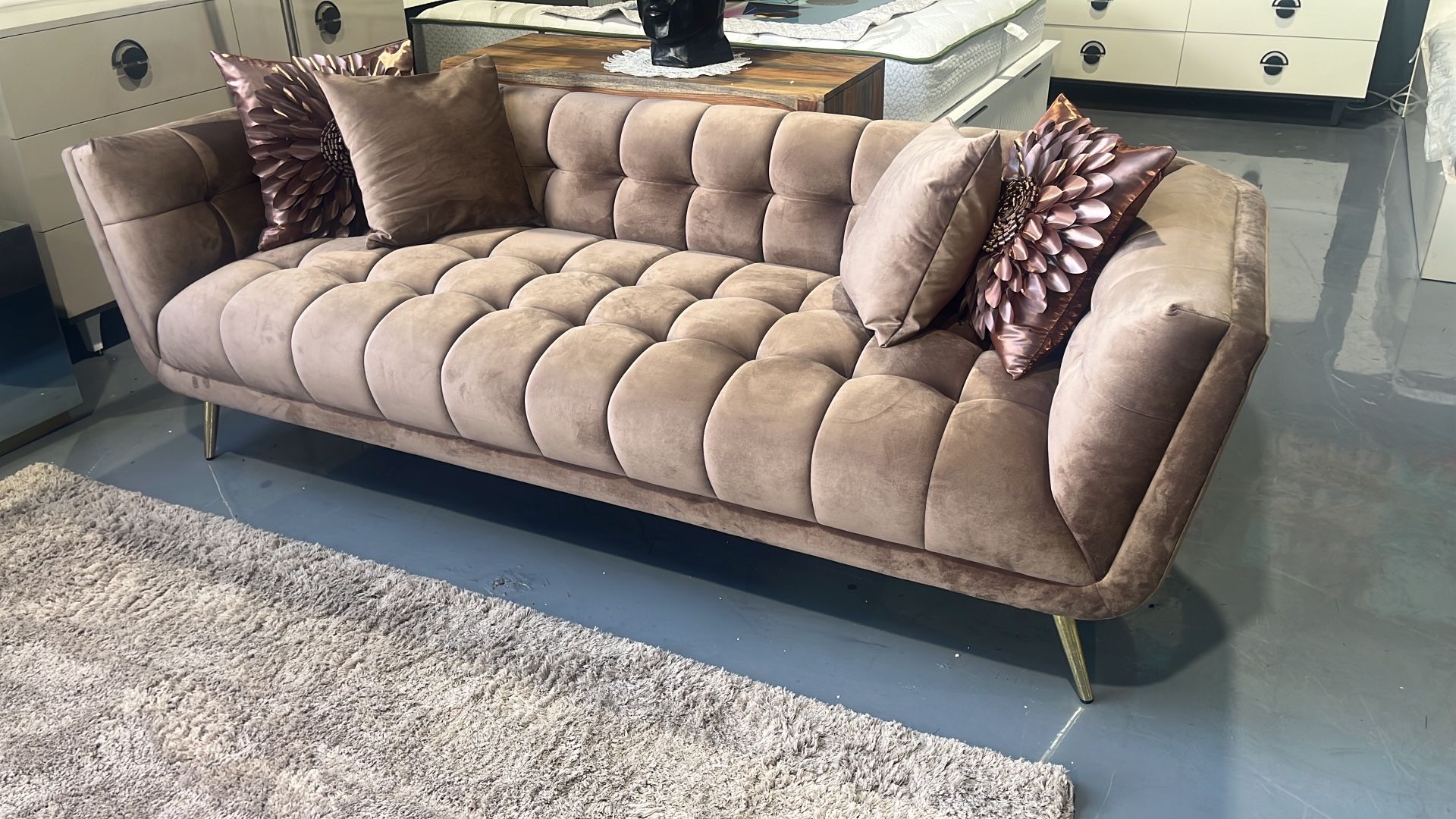 SOFA SOFT BROWN VELVET 90x38