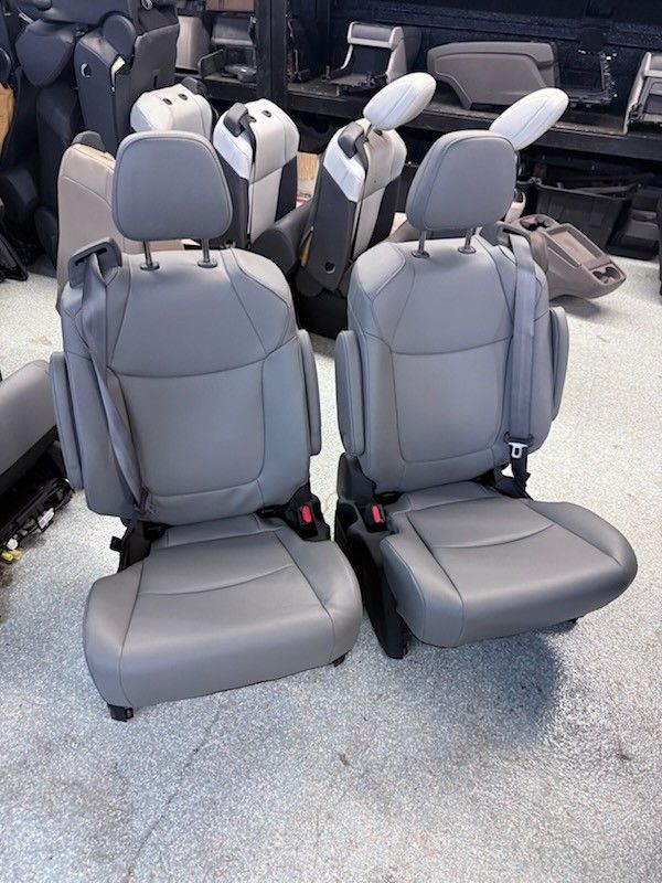 BRAND NEW GRAY LEATHER BUCKET SEATS WITH SEATBELTS