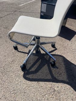 desk chair, Alias, Italy, light upholstery, chrome 5-piece central base with wheels, label marking. Have 3 $50 each.